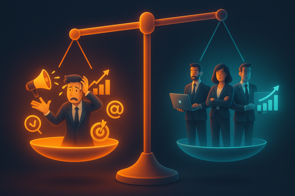 Comparing DIY marketing to hiring an agency