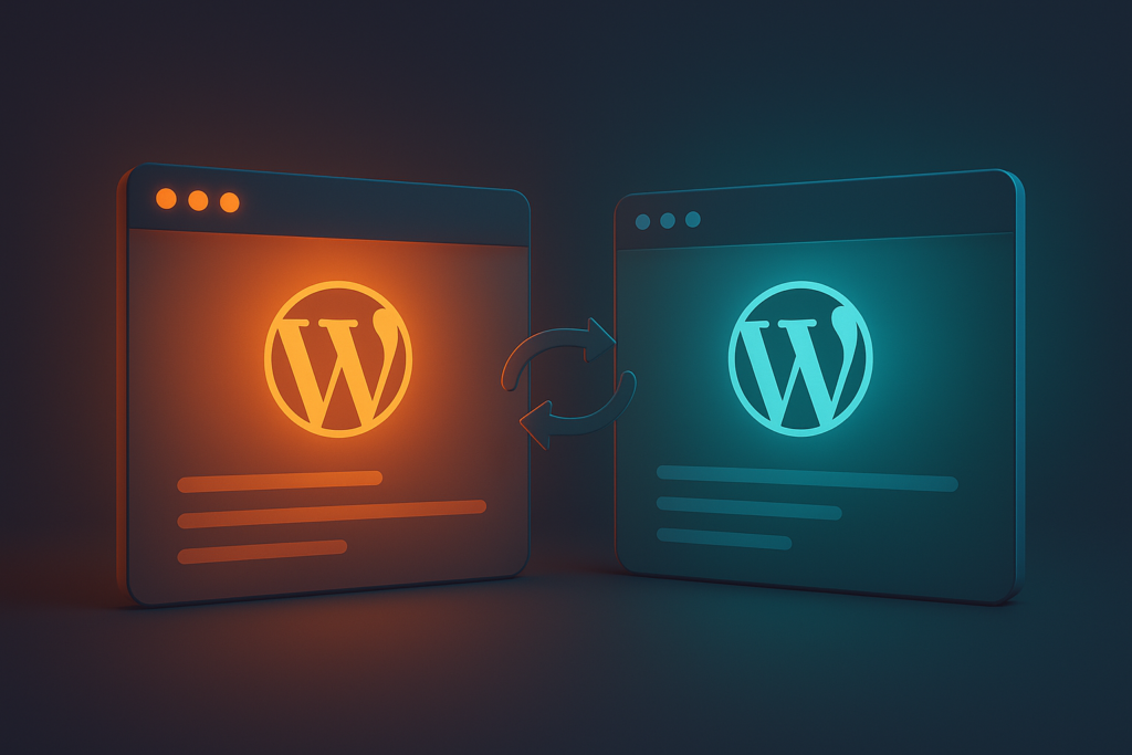 WordPress staging environment beside the live website