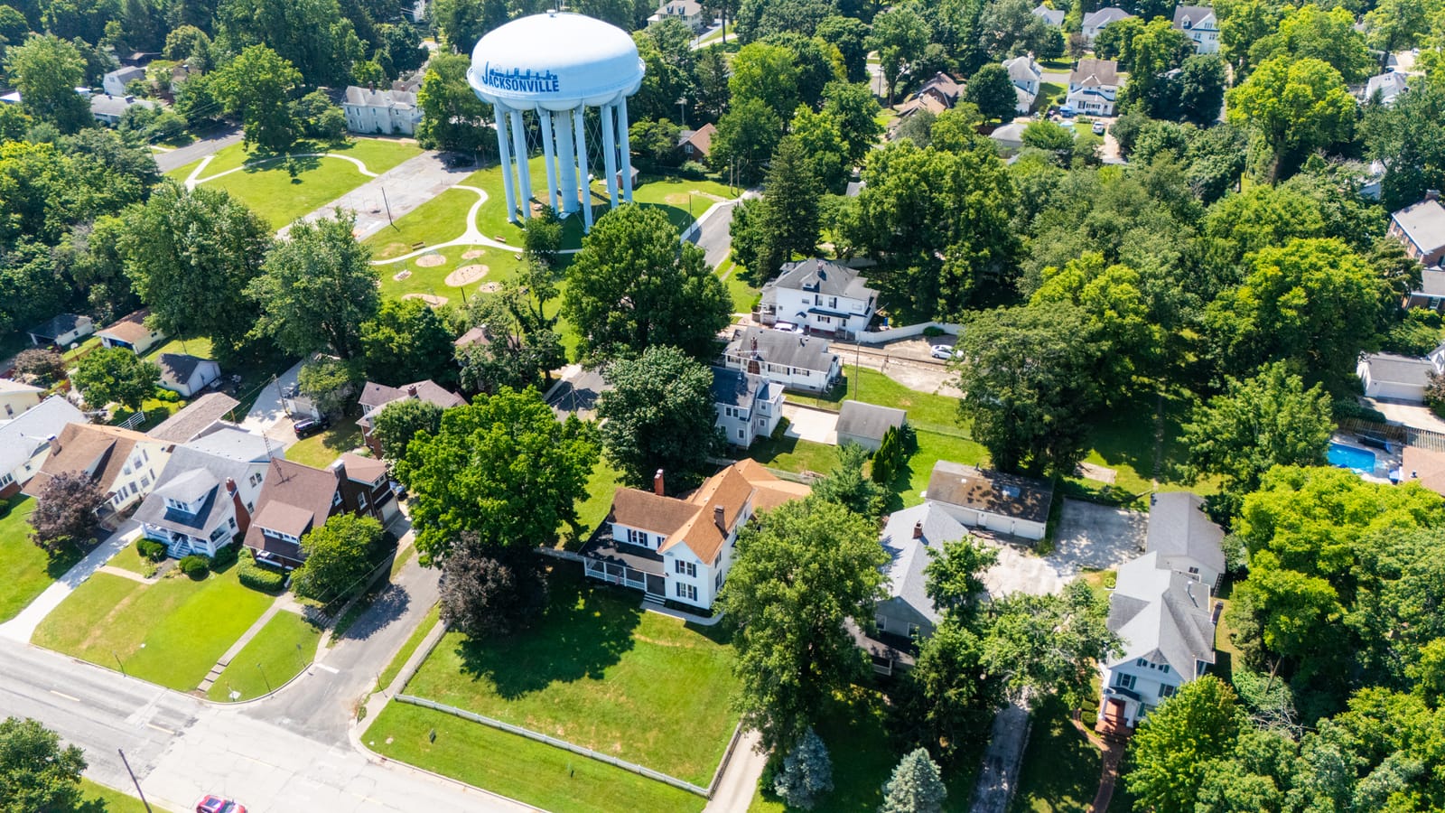 Aerial drone photo 06 of 1405 W College Ave, Jacksonville IL