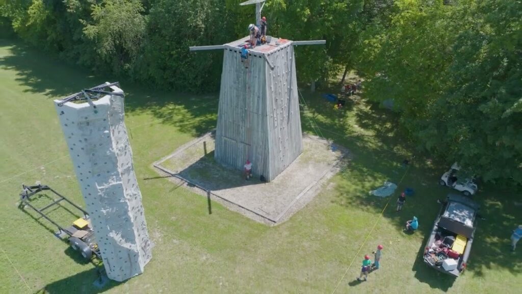 Aerial drone view of Boy Scouts Camp Bunn in central Illinois