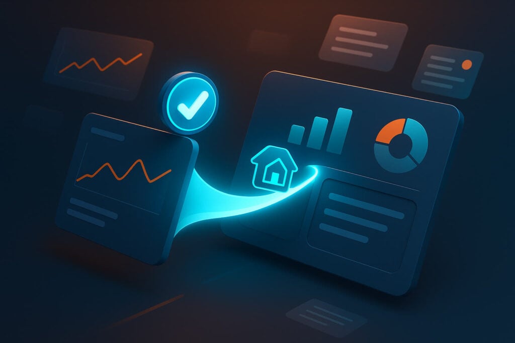 Illustration of the Local Services Ads dashboard merging into the Google Ads platform, with a blue Google Verified checkmark and a home services icon