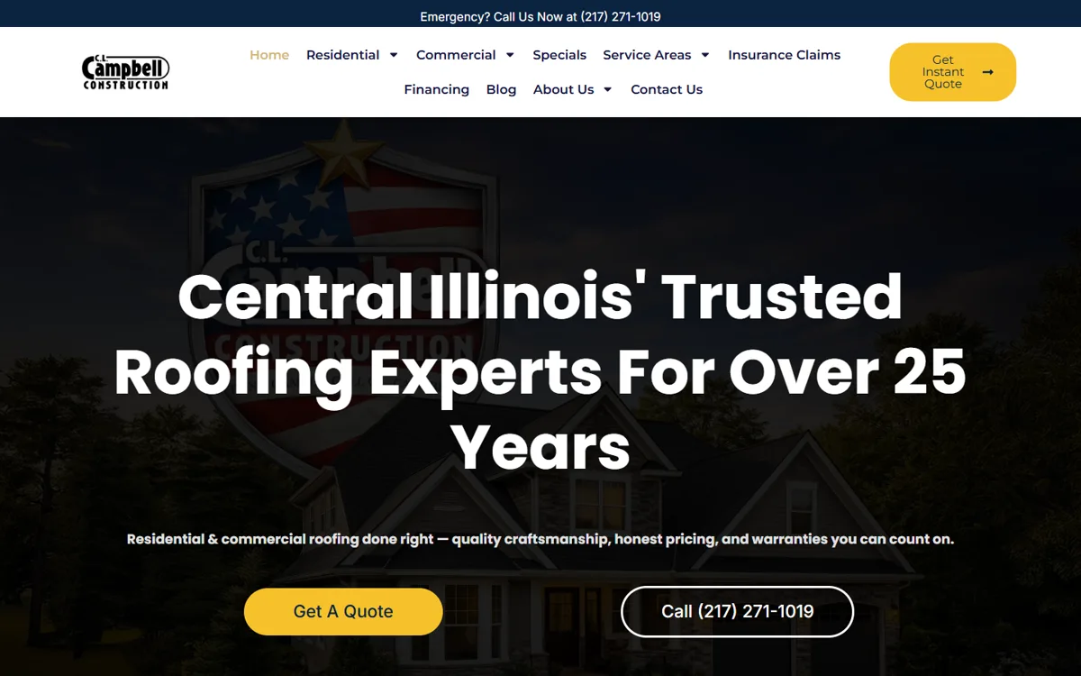 C.L. Campbell Construction & Roofing website homepage