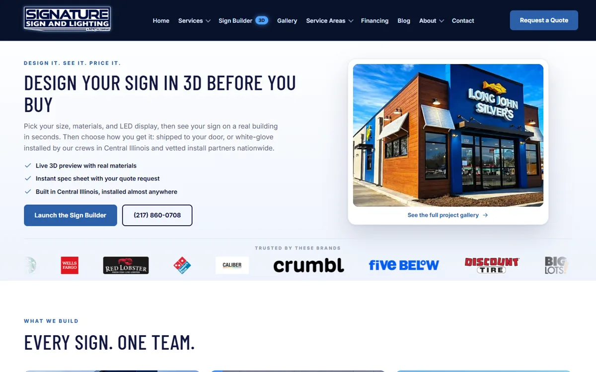 Signature Signs & Lighting website homepage